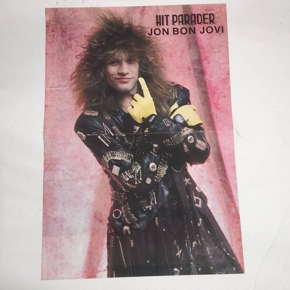 Jon Bon Jovi Vintage Hit Parader Magazine Centerfold Clipping 1980s 11x16 Pin Up